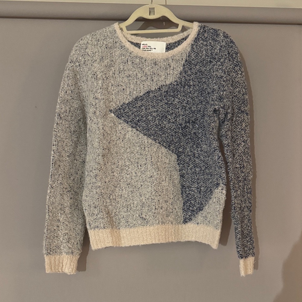 Women's Star Pattern Sweater - Blue and Cream